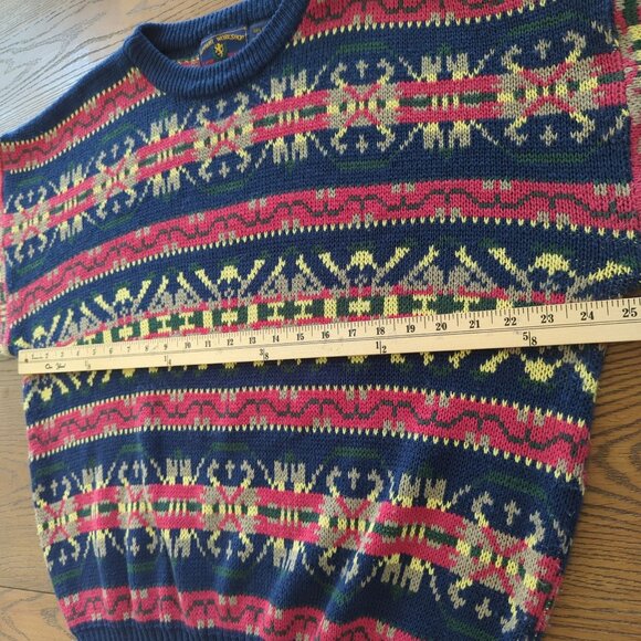 Vintage Apparel Workshop blue Sweater XL Geometric Southwestern Aztec 80s 90s - Picture 8 of 14